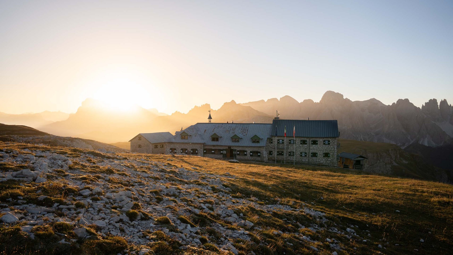 The traditional mountain hut in the Dolomites